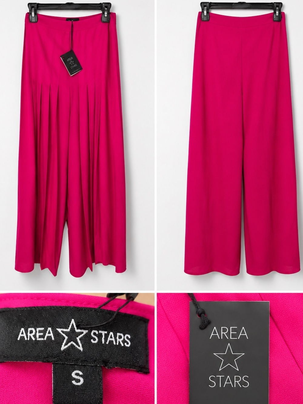 Area Star NWT Fuchsia Pleated Front Wide Leg Size Small